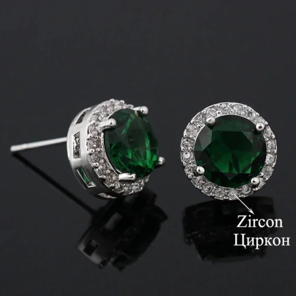 🎁925 Silver Plated CZ Classic Stud Earrings for Women, UNVN12442